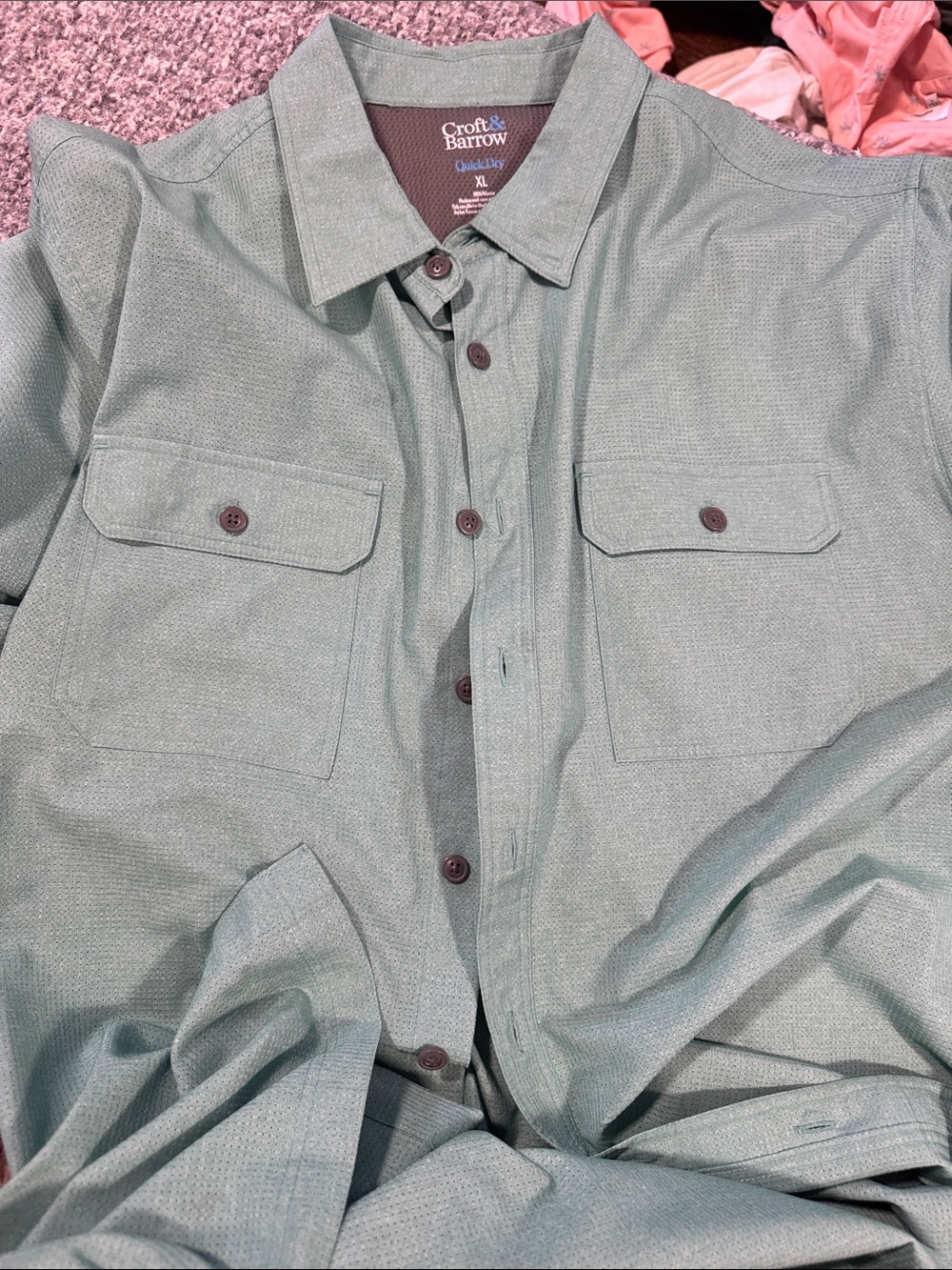 croft & barrow Men's Light Green Button-Up Shirt Jacket